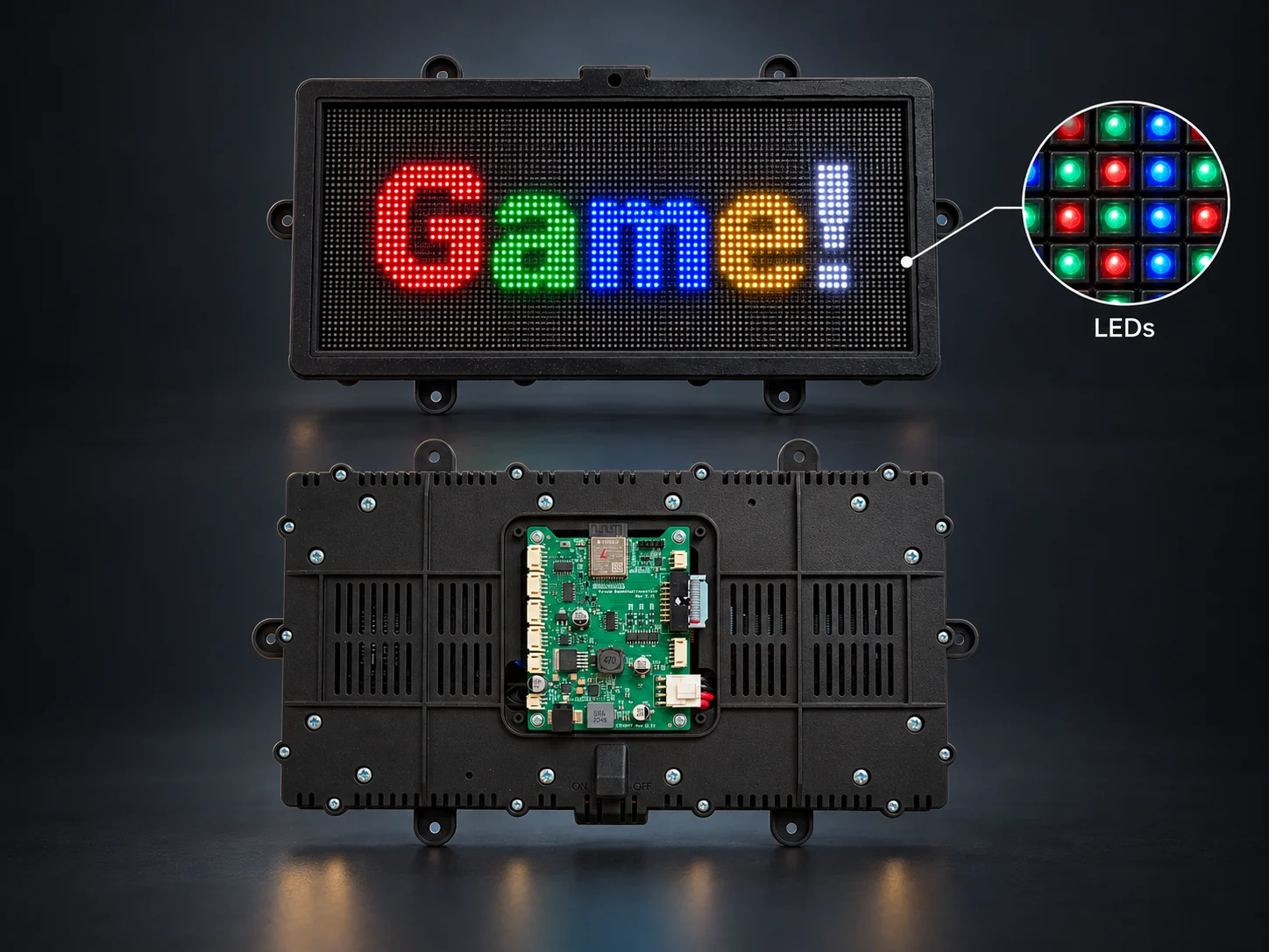 RGB LED score display and controller board for a home basketball game